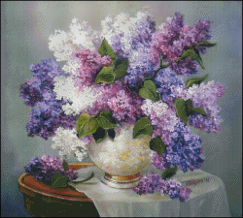 Chart Needlework DIY - Counted Cross Stitch Patterns - Lilacs in a Vase III