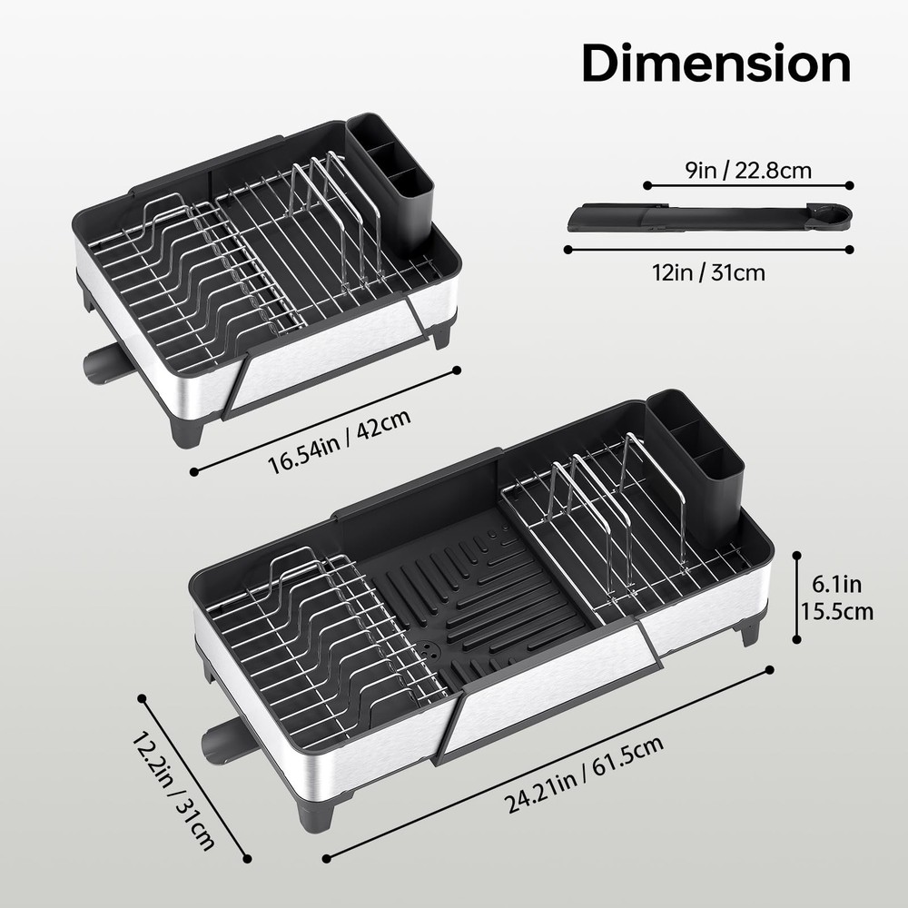 Large Dish Drying Rack Triple Expandable Dish Rack for Kitchen Counter, Stai...