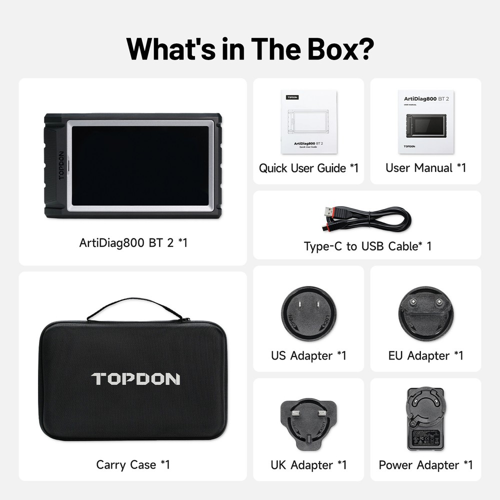 TOPDON ArtiDiag800BT 2 OBD2 Full System Diagnostic Scanner Tool TPMS Wireless