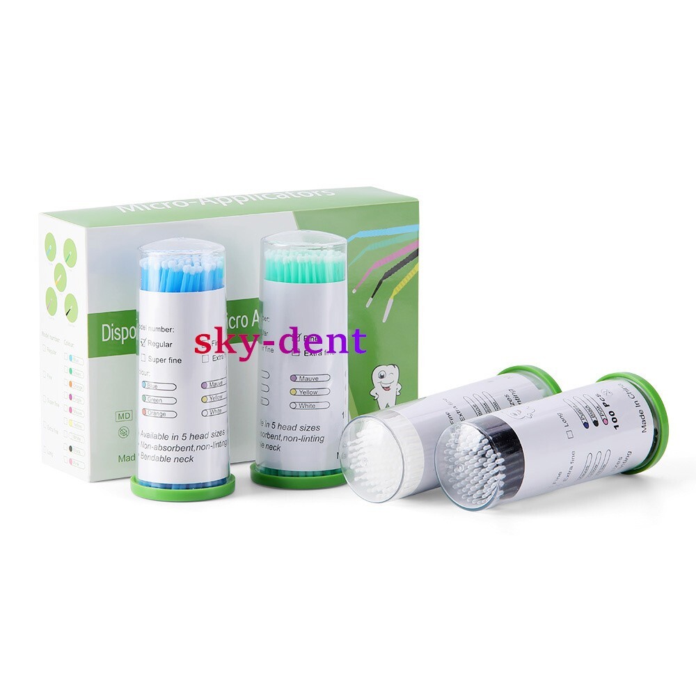 100pcs 5Sizes Dental Microbrush Disposable Applicators Tips Micro Brush Cleaning