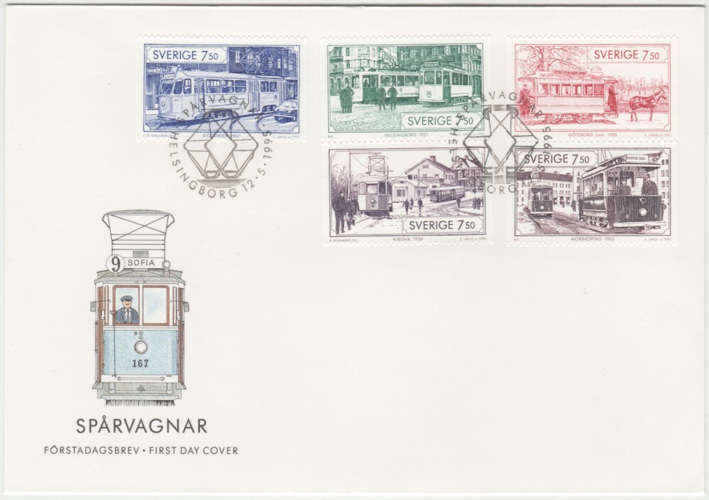 Sweden FDC 1995, Trams, Mint