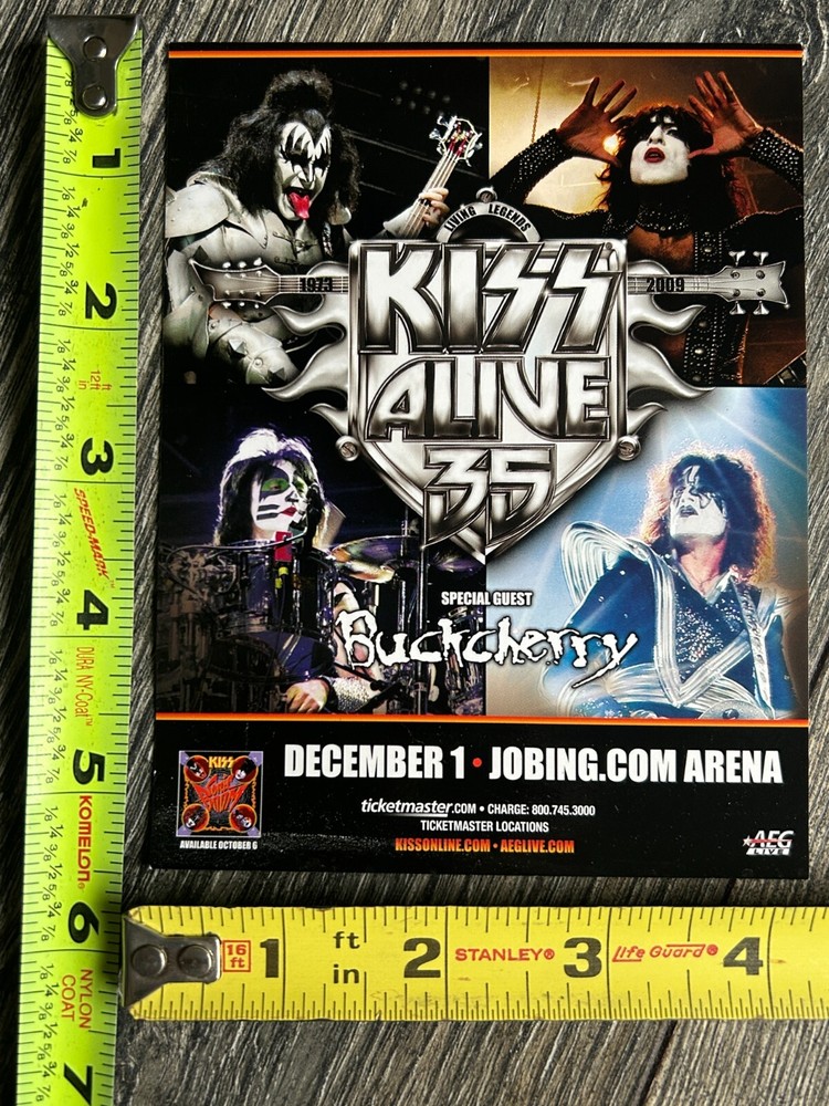 KISS Handbill Concert Ad Promo Card Alive 35 Tour Arizona Dec1 2009 Vintage Kiss