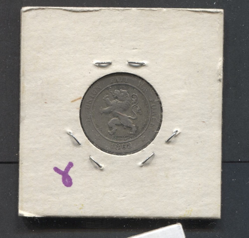 1863- Belgium- VF- 5 Cents