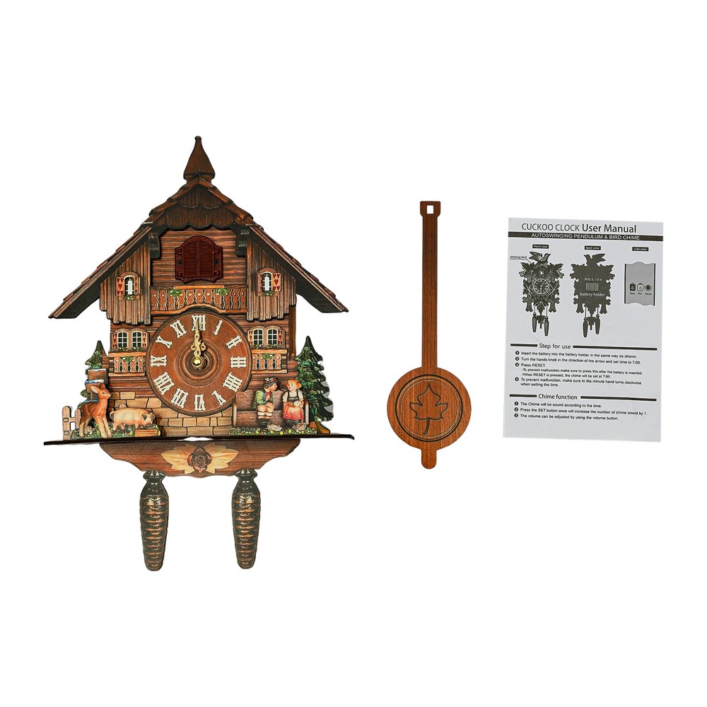 Vintage Cuckoo Wall Clock - Elegant Black Forest Design with Singing Feature