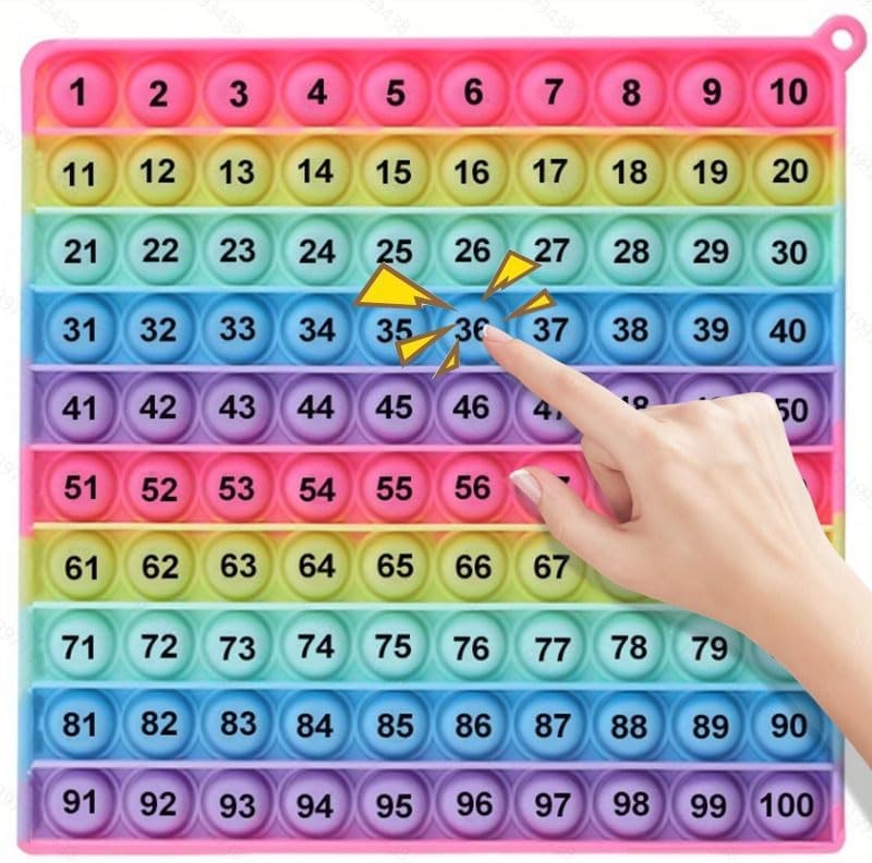 Multiplication Table Hundred Board Math Game P0PP Toy 100 Bubbles, Exercise...