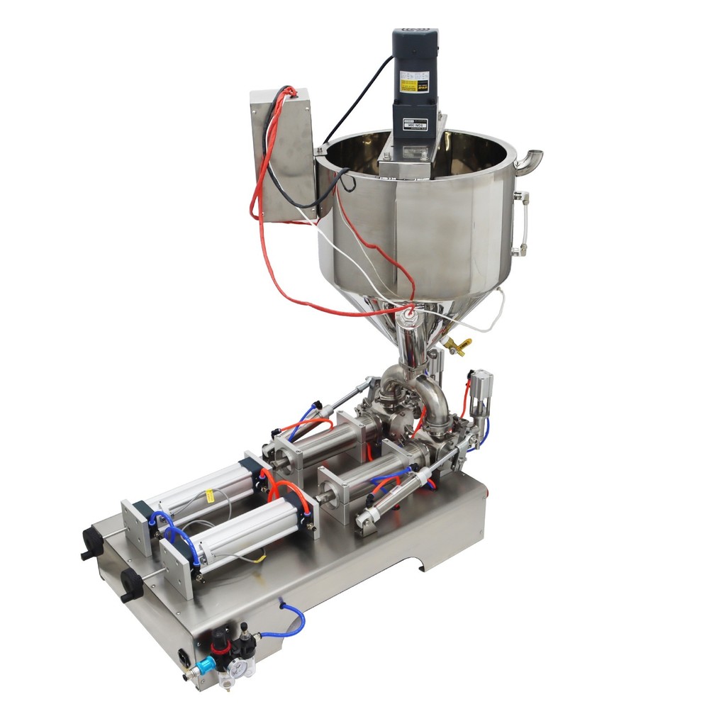50-500ml Paste Liquid Filling Machine W/ Mixing,Heating Function 2Nozzle Filling