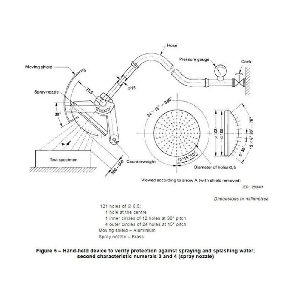 IPX4 Handheld Spray Nozzle for Waterproof Testing Sprinkler Showerproof Test