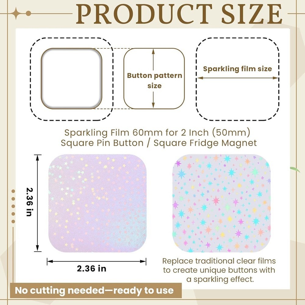 Button Maker Supplies Laminate Sheets Button Glittering Film Square D3U87980