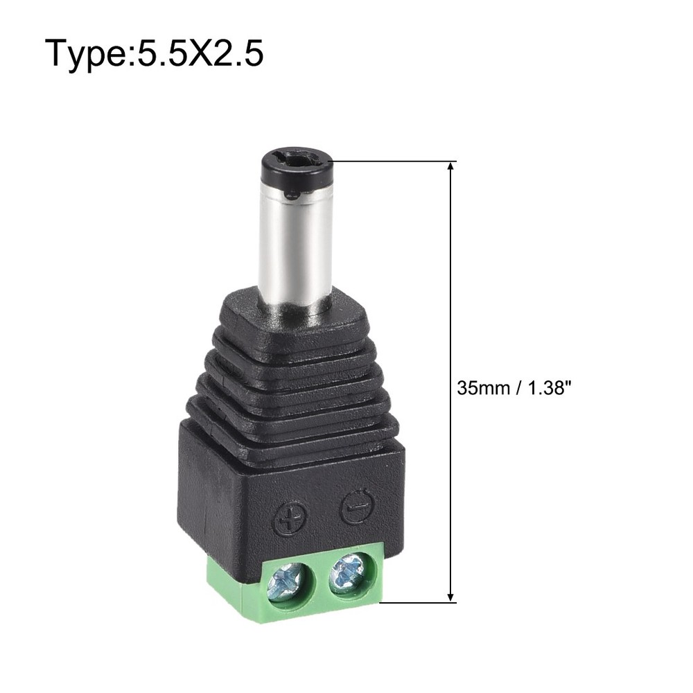 5pack 5.5x2.5mm DC Power Jack Plug Adapter for LED Strip CCTV Camera Cable Wire