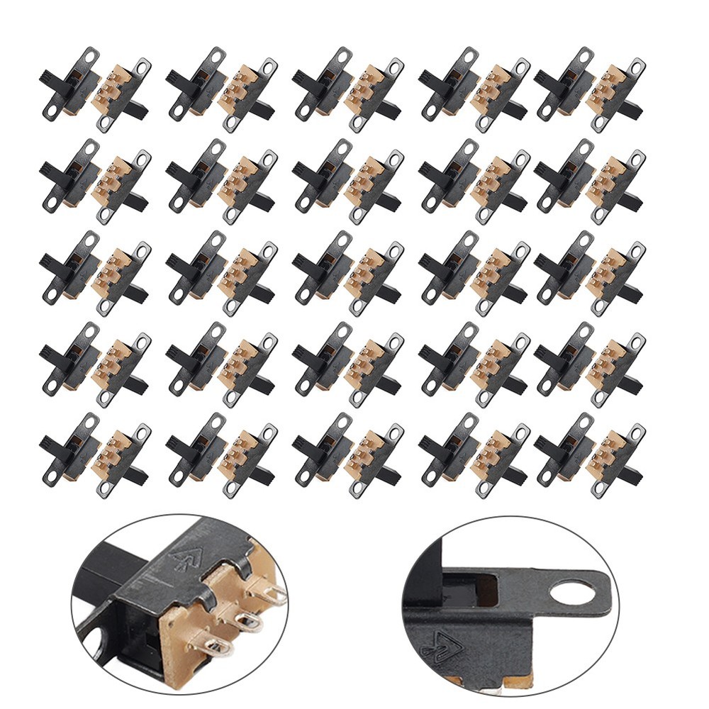 50Pcs 8mm Vertical Slide Switch SPDT 2 Position 3 Terminals PCB Panel Latching