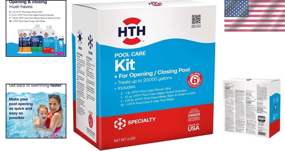 Multi-Purpose Swimming Pool Care Kit, 4 lbs - For Algae Control & Water Testing