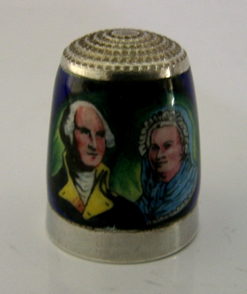 PETER SWINGLER AMERICAN INDEPENDENCE STERLING SILVER ENAMEL THIMBLE NEEDLEWORK