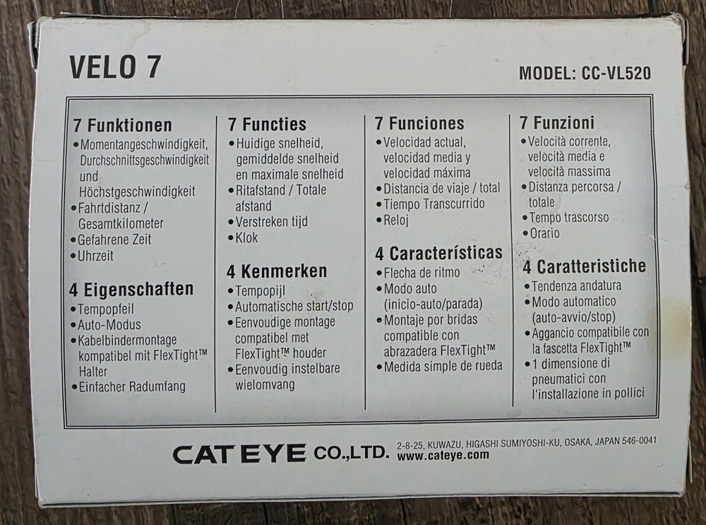Cateye - Velo 7 Wired Bike Computer - Open Box- Never Been Used