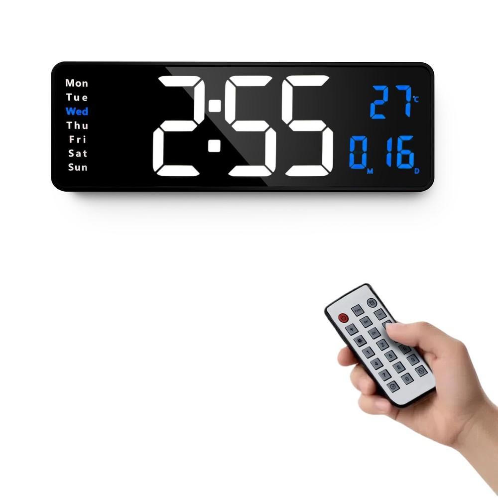Digital Wall Clock Large Display, 16.2 Inch, LED Digital Clock with Remote Co...