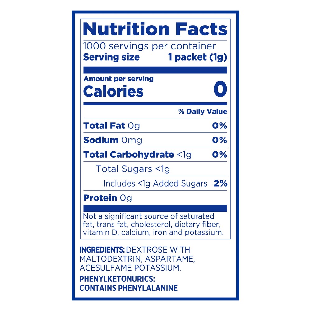 EQUAL Zero Calorie Sweetener, Sugar Substitute, 800 Packets