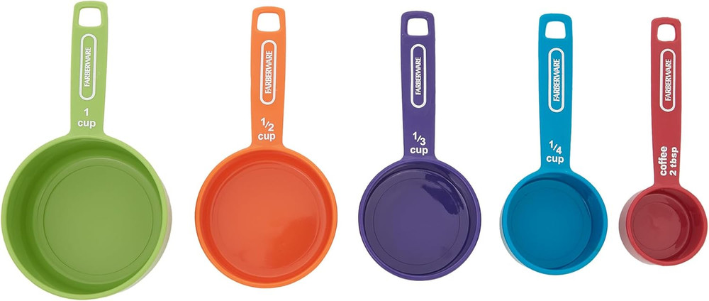 Professional 5-Piece Measuring Cup Set with Coffee Scoop Durable Plastic Kitchen