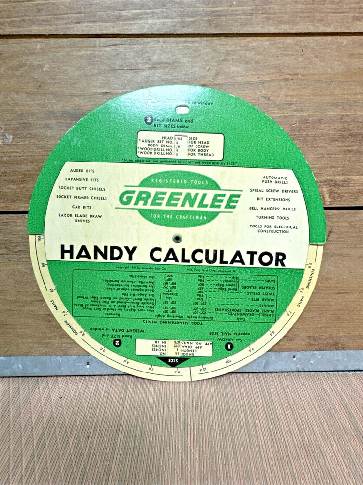 GREENLEE HANDY CALCULATOR -1944