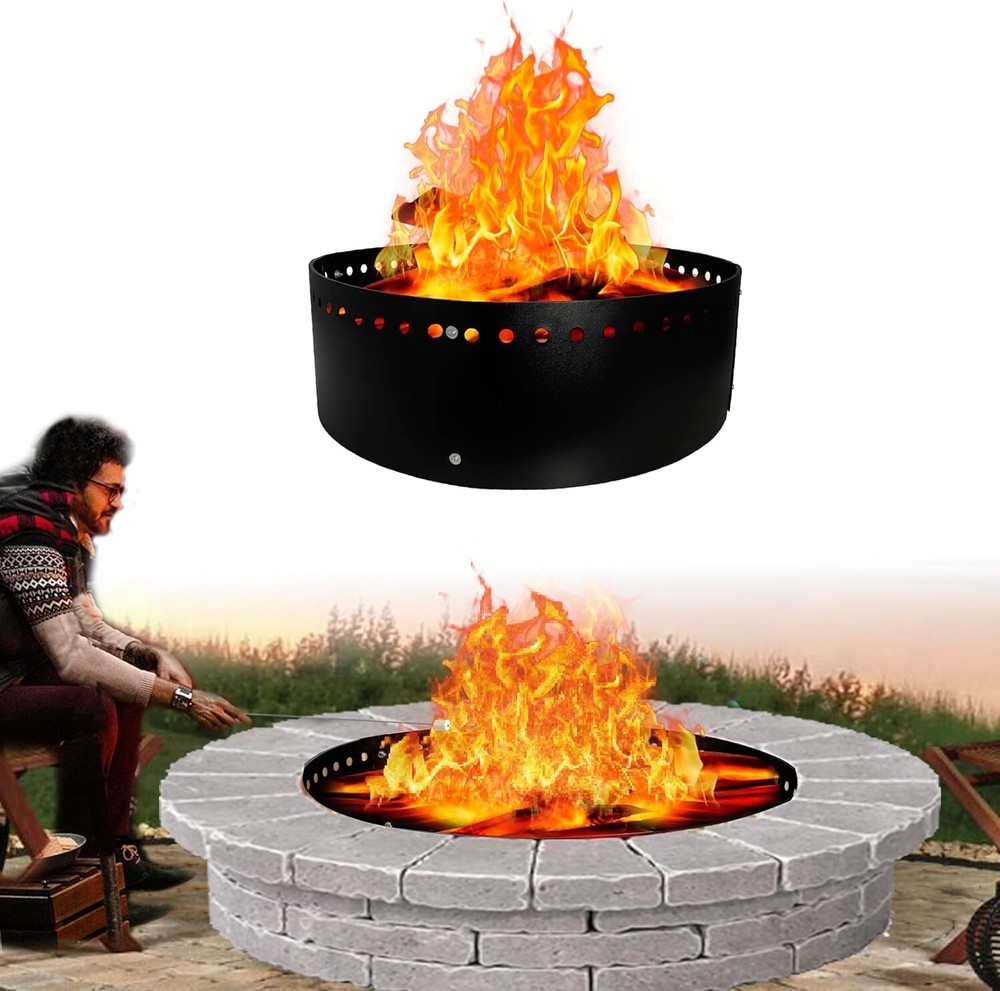 Fire Ring - 36" x 12" - Smokeless Fire Pit Ring For Outside Fire Pit