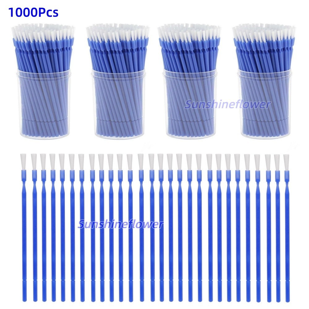 1000Pcs Dental Disposable Micro Brush Bendable Applicator Tips Long Handle Blue