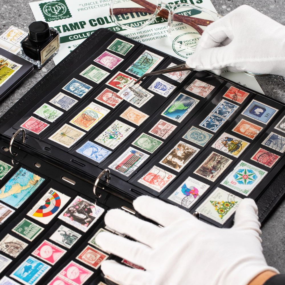 20 Sheets Stamp Pages Collector Stamp Collecting Album Binder Standard 9 Hole...