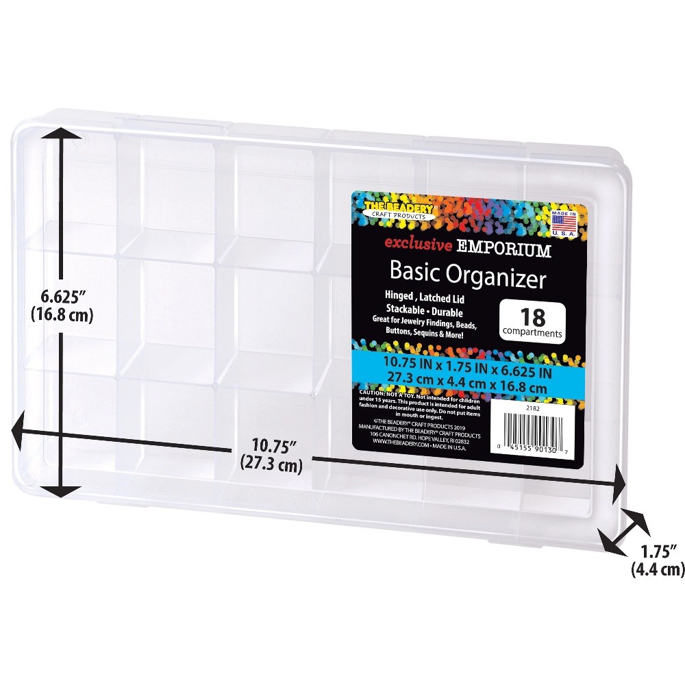 The Beadery - 18 Comp Basic Organizer Box - Clear Plastic - 2182