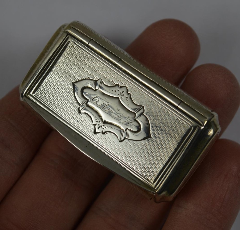 Antique Continental Silver Engine Turned Snuff Box