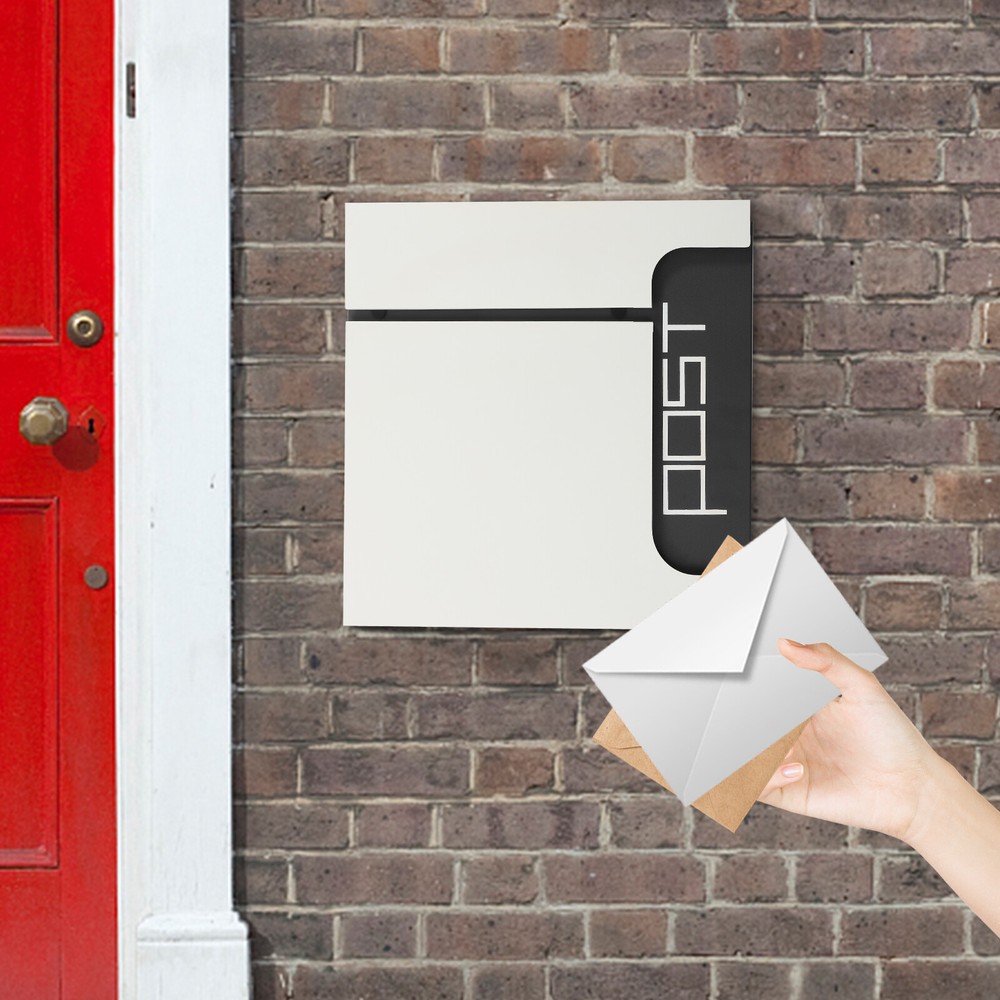 Rectangular Post Box Large Letter Mail Box Steel Lockable Wall Mount Mailbox New