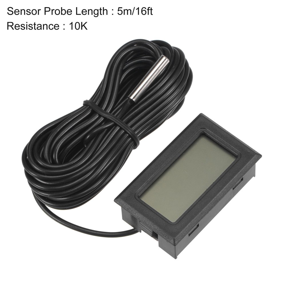 Digital Thermometer 10K with 16ft NTC Temperature Sensor Probe
