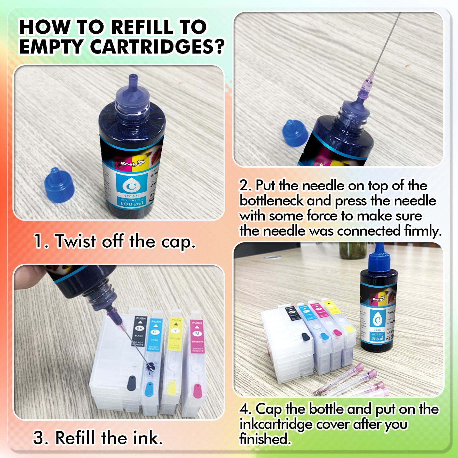 Bundle Kit 125g A-SUB Sublimation Paper 8.5x11 + Koala Sublimation Ink Inkjet