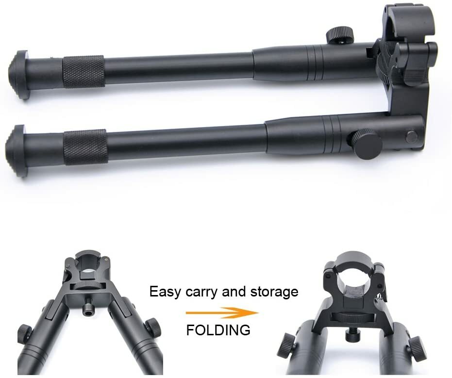 Clamp-on 6-9 inch Bipod for Rifles Round Mount Quick Release Foldable Adjustable