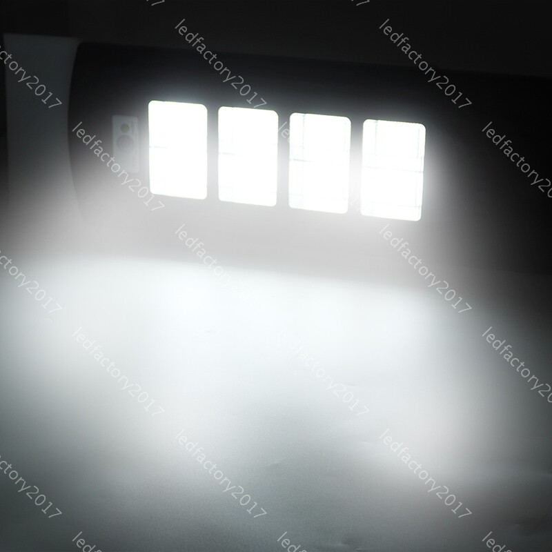 DIM Solar LED Street Light Sensor Dusk Timer Remote Control Cool White Yard 300W