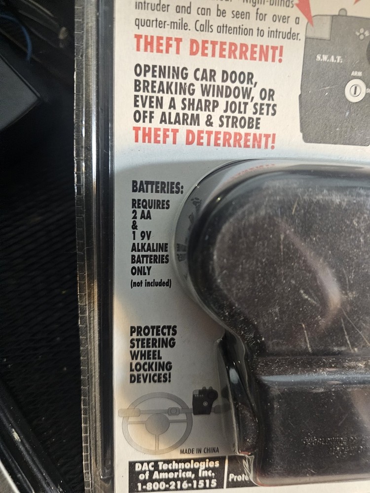 S.W.A.T. Steering Wheel AntiTheft Auto Alarm With 3 Theft Deterring Features-S