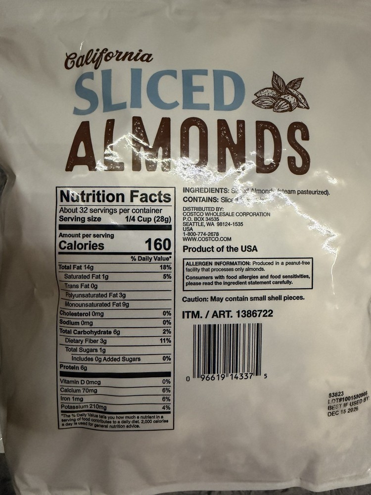 California Sliced Almonds, 2 Pounds