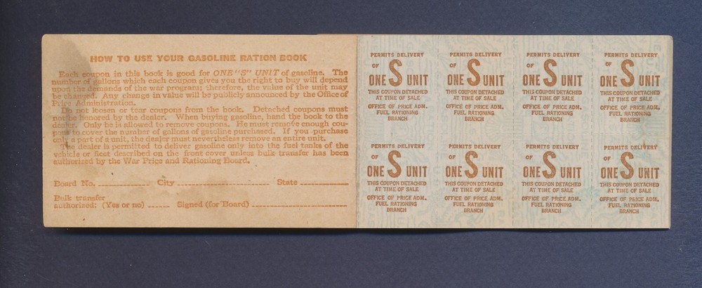 S-1 Service Gasoline Ration stamp book - Complete, VERY RARE, see notes & pix -b
