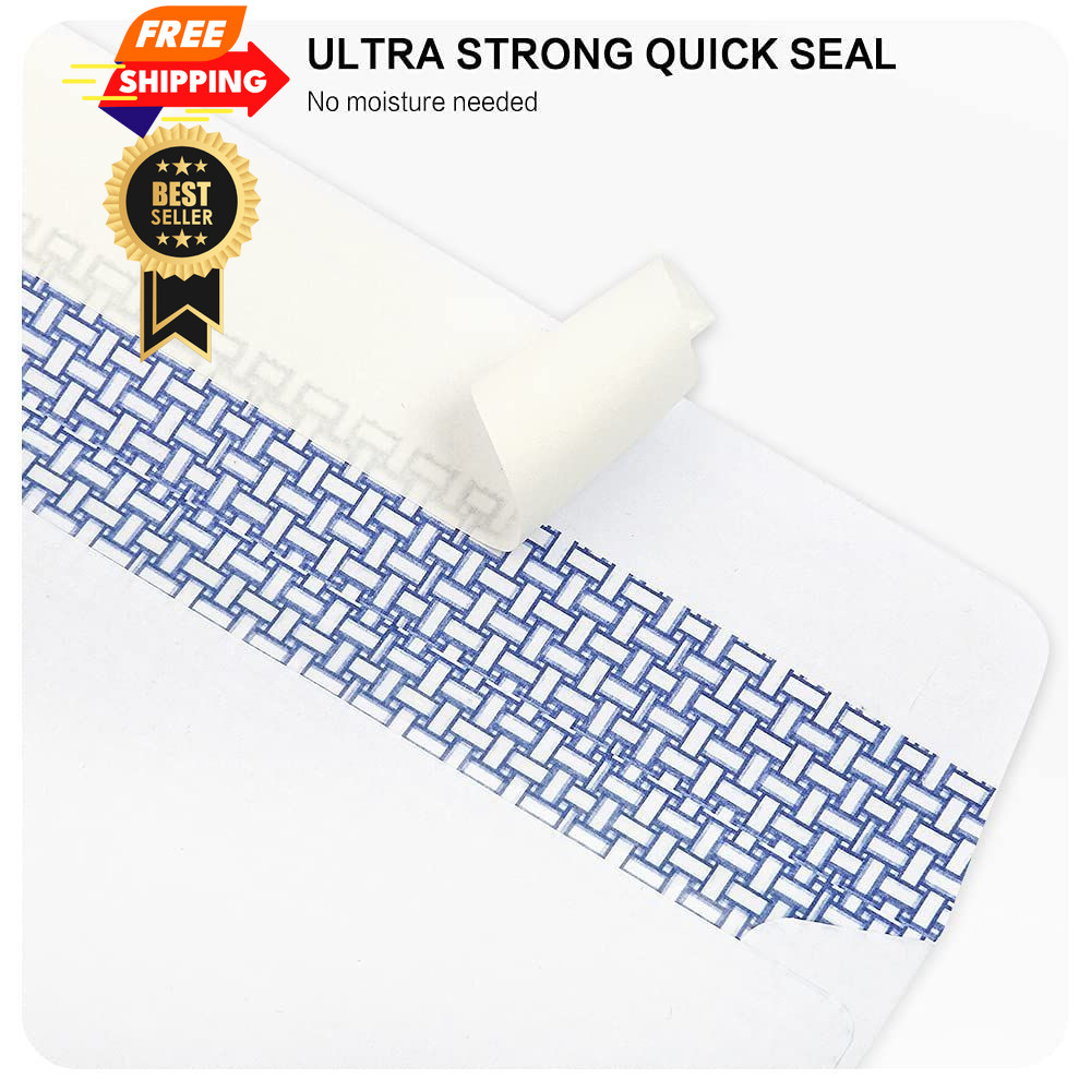 1000 Pack #10 Single Left Window SELF Seal Security 1000 Pack, white