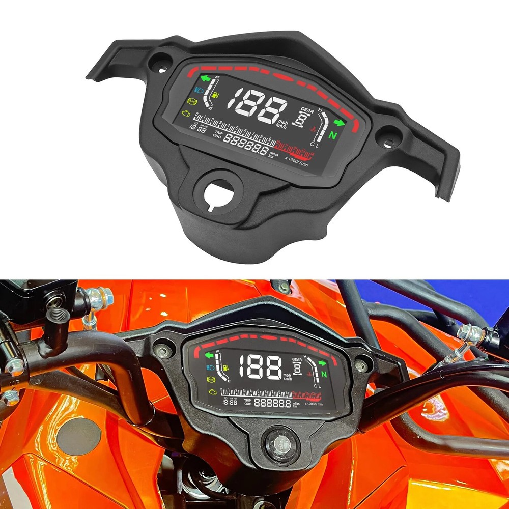 Universal Motorcycle Meter Digital Speedometer LCD Tachometer Dash Board