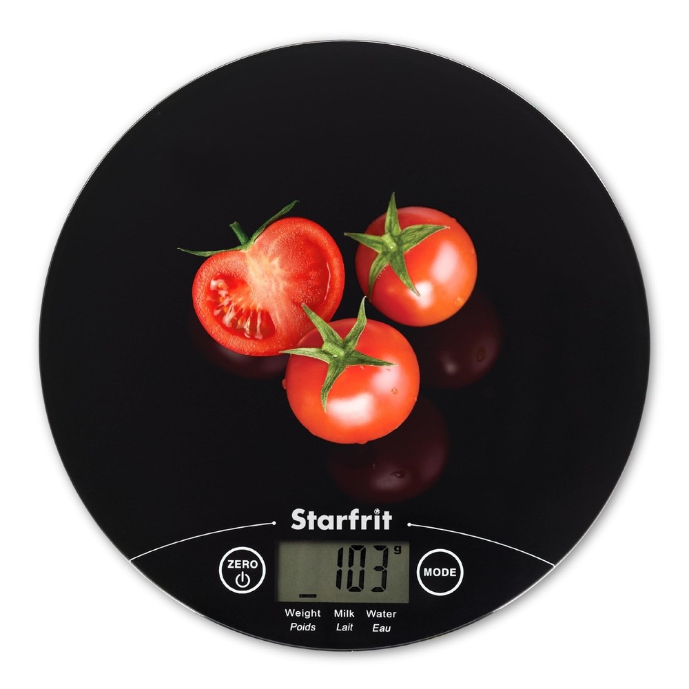 Starfrit Digital Kitchen Scale - Glass Platform - Measures Weight and Liquid ...