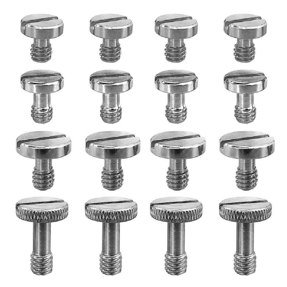 16 PCS 1/4"-20 Slotted Camera Screw Set 4 Sizes for Quick Release Plate