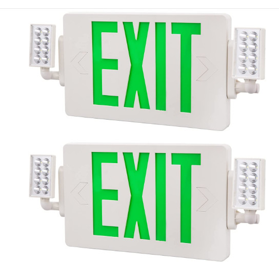 UL Listed 6 Packs Led Green Exit Sign with Battery Backup Combo Exit Lighting.