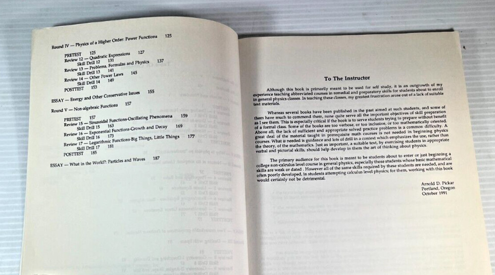 Preparing for General Physics Math Skill Drills and Other Useful Help 1992 USED