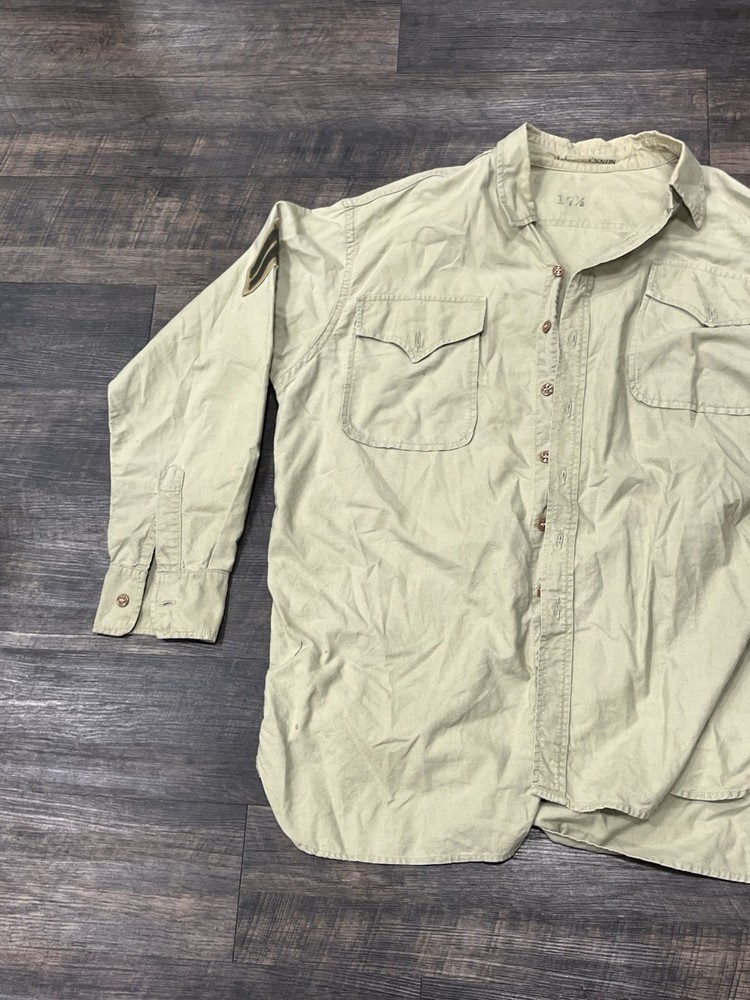 Original ? Ww2 US Army Sergeant Shirt Tunic Size 17.5 Uniform Rank Patch