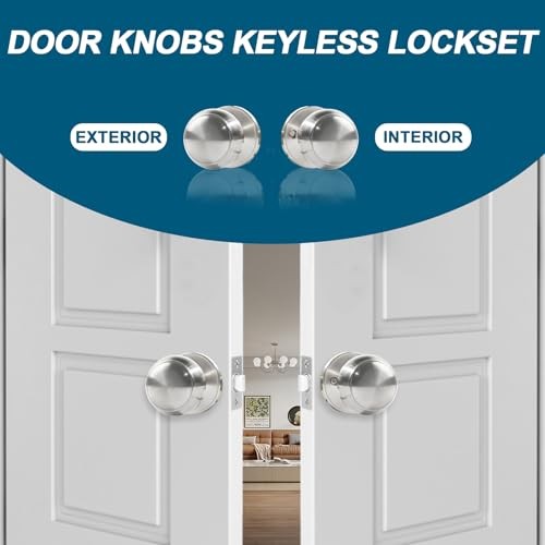 Passage Door Knobs Satin Nickel Door Knobs, for Hallway & Closet Non 6 Pack