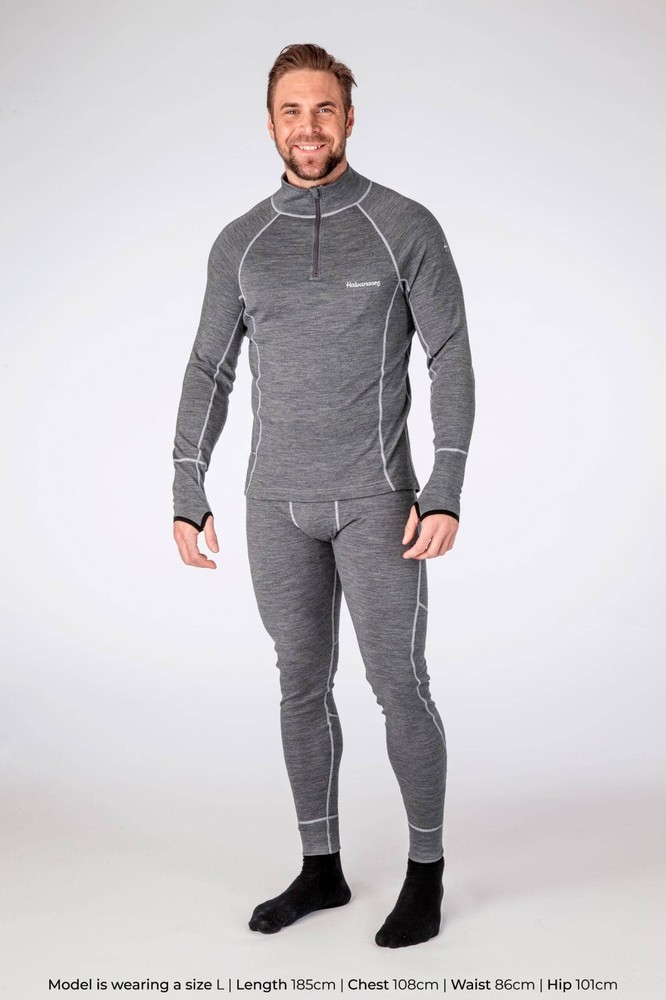 Halvarssons Warm Wool Longs Merino Wool Base Layer Pants - Grey
