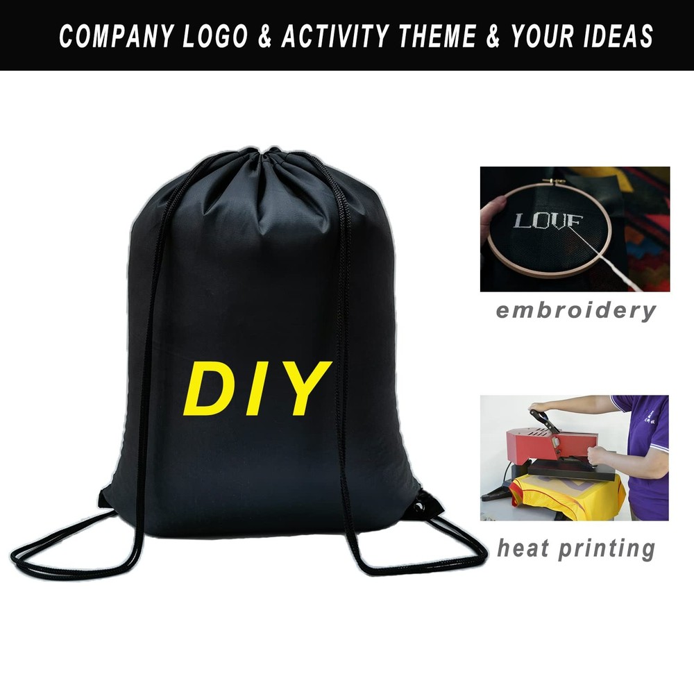 CAIHONG 100 Pack Drawstring Backpack Bulk Bags Black100P, Black