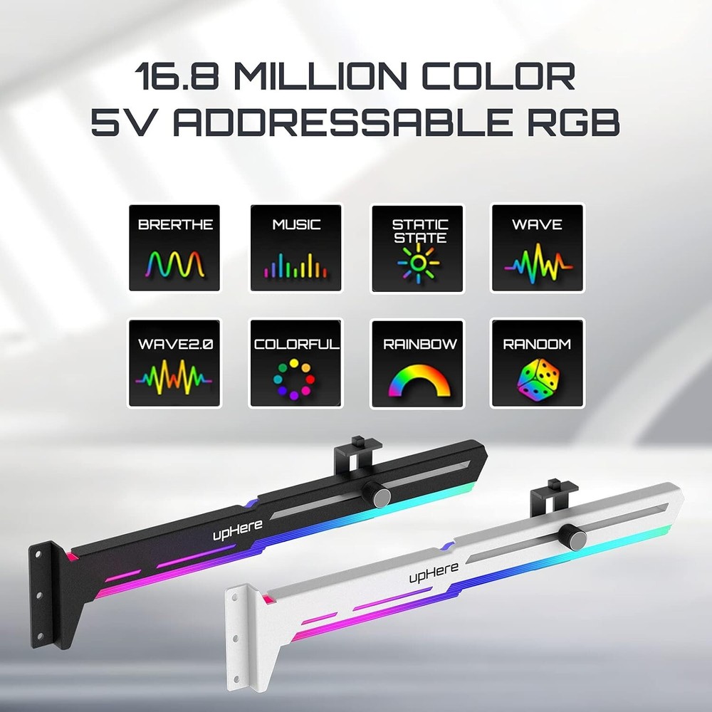 Adjustable ARGB GPU Support Brace - Prevent GPU Sag & Enhance Build Aesthetics