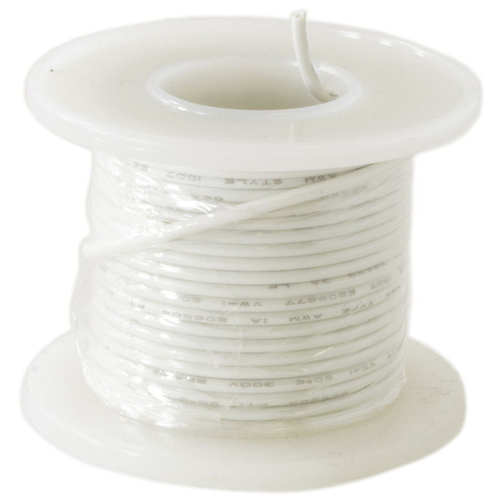 Hook Up Wire 22 Gauge Solid (25' / White)