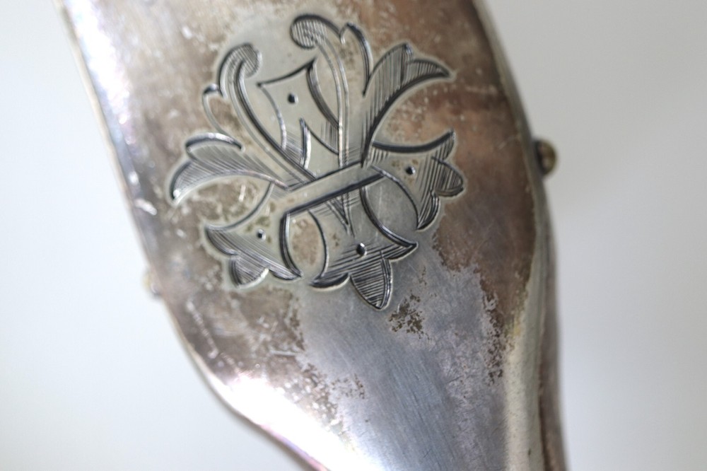 1920s Walker & Hall Sheffield Crumb Catcher & Brush Set Silverplate Silver