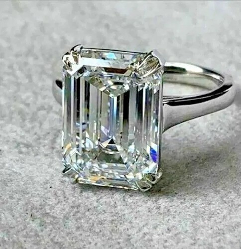 4.60 Ct Emerald Cut White Diamond Lab-Created Wedding Ring 925 Sterling Silver