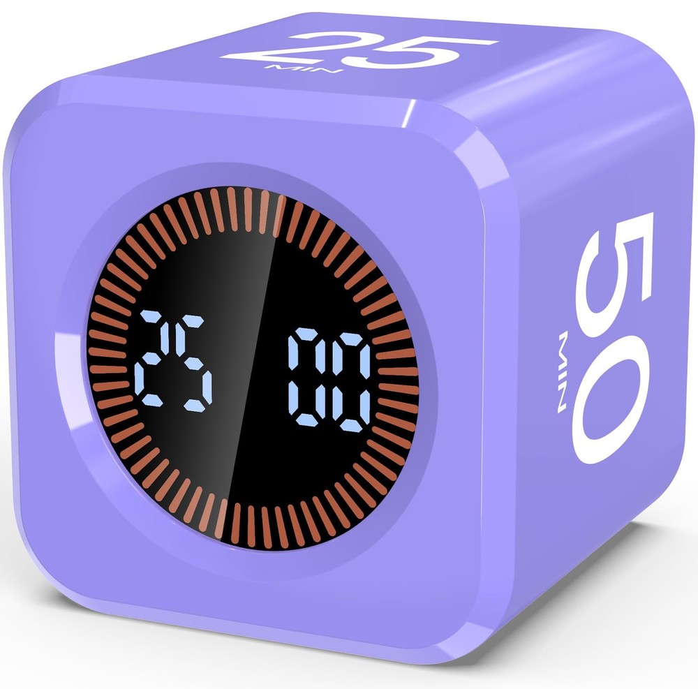 Digital Pomodoro Timer Cube 5/10/25/50min, Visual Productivity Flip Timer for...