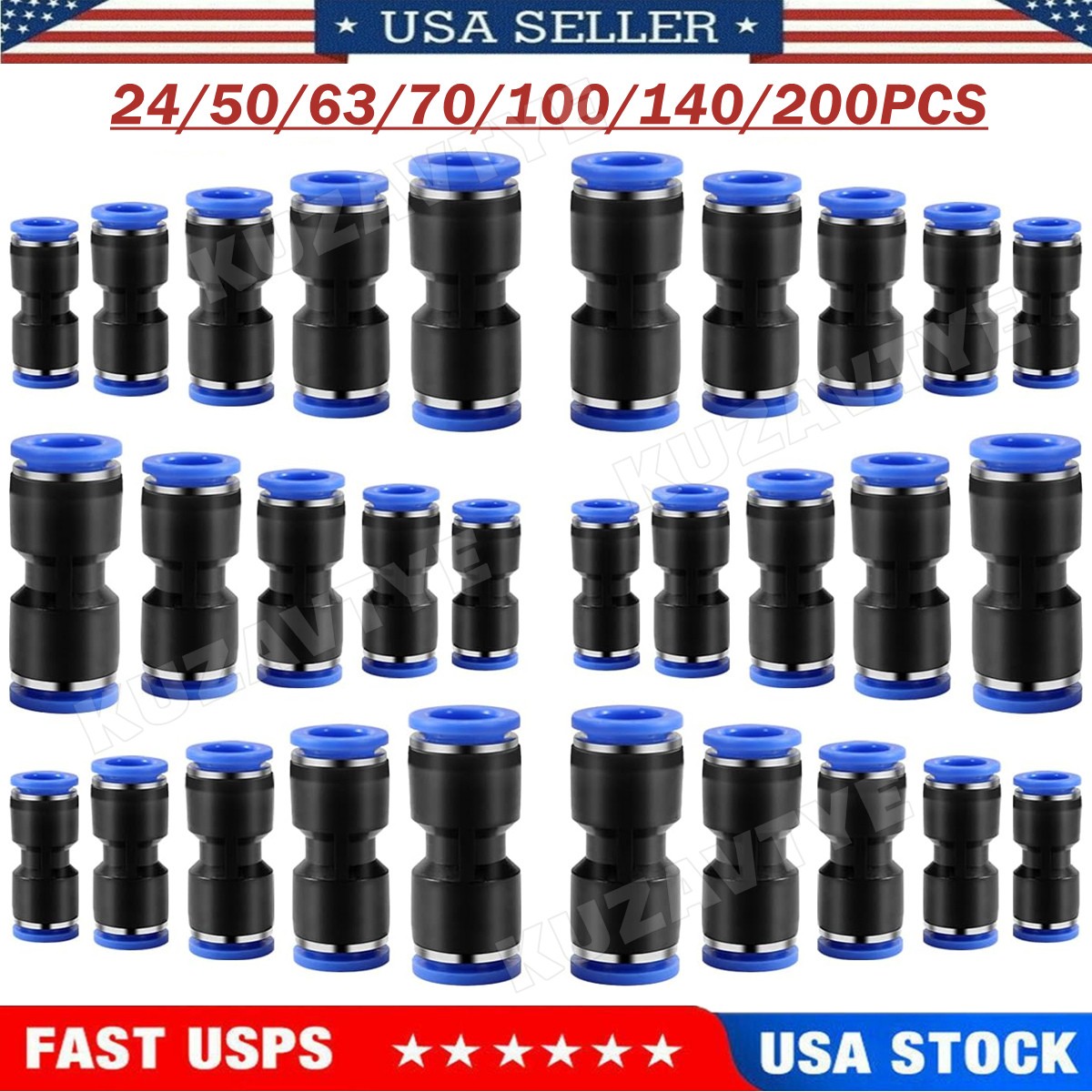 50/100PCS Straight Push Connectors 4/6/8/10/12mm Air Line Quick Release Fittings